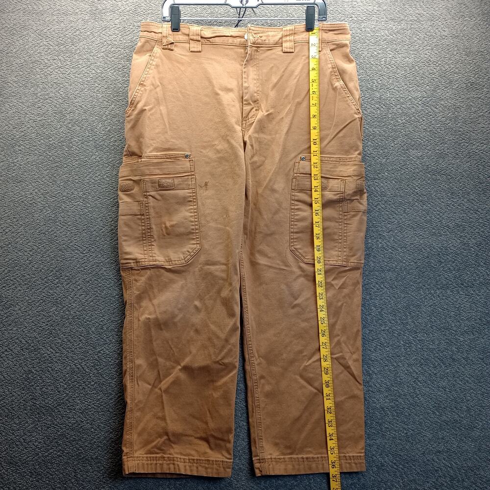 Duluth Trading Flex Fire Hose Work Pants Men 38x28 Canvas Stretch Brown